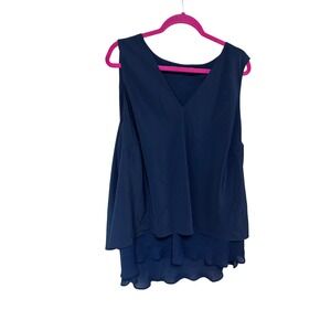 Lauren Ralph Lauren Women's 3X Navy Blue Sleeveless Layered Tank Top Classic